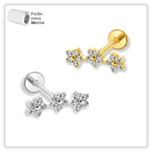 Piercing Argola Decorada Fecho Click Aço 316