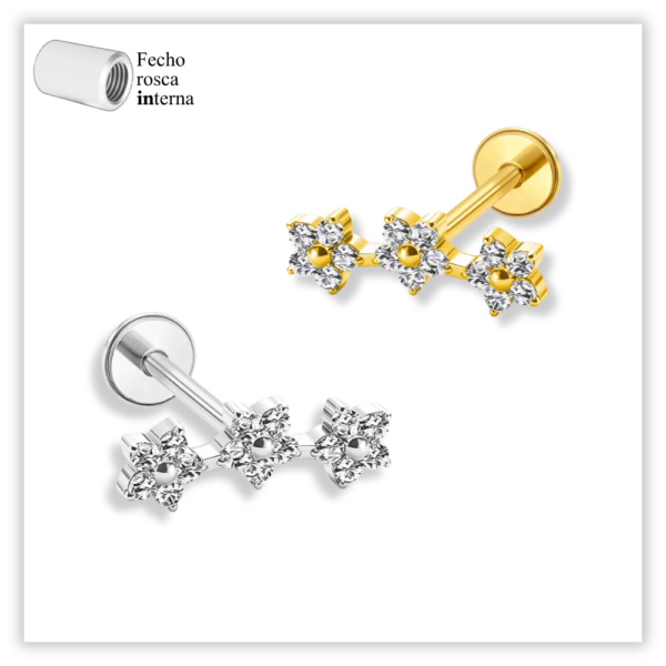 Piercing Argola Decorada Fecho Click Aço 316