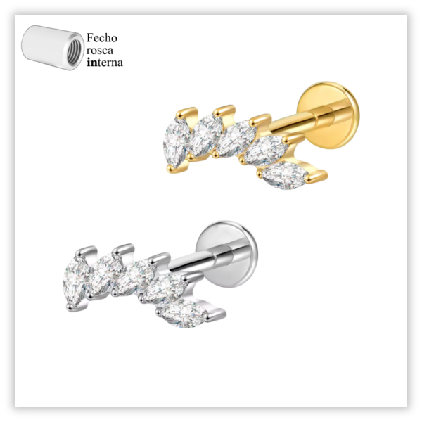 Piercing Argola Decorada Fecho Click Aço 316