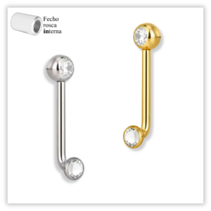 Piercing Íntimo / Rook decorado Fecho Rosca interna Titânio F136
