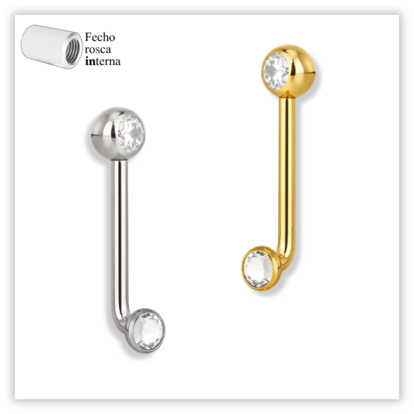 Piercing Íntimo / Rook decorado Fecho Rosca interna Titânio F136