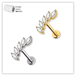 Piercing Reto Decorado Fecho Rosca interna Titânio F136