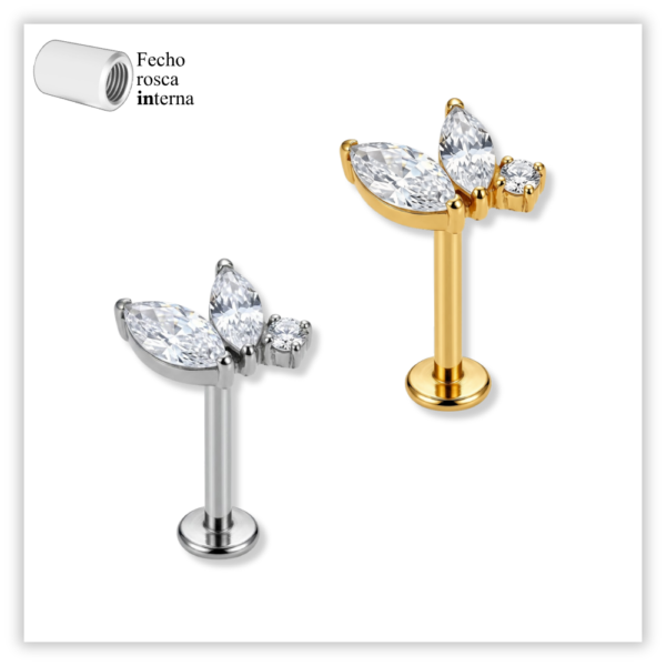 Piercing Reto Decorado Fecho Rosca interna Titânio F136
